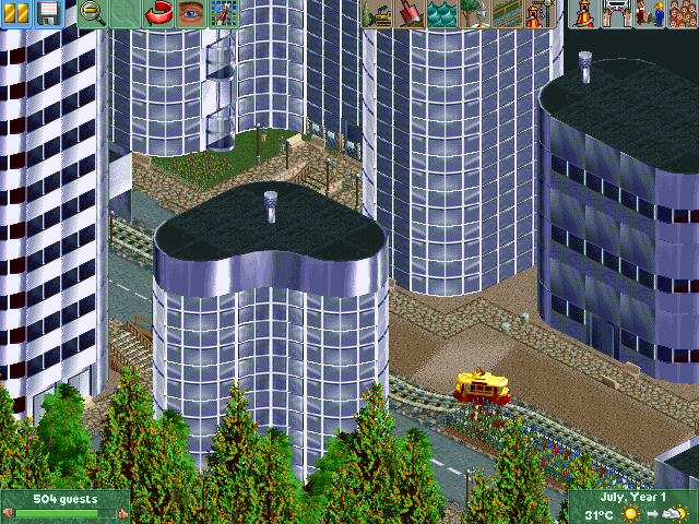RollerCoaster Tycoon 2: Time Twister (Windows) screenshot: More skyscrapers