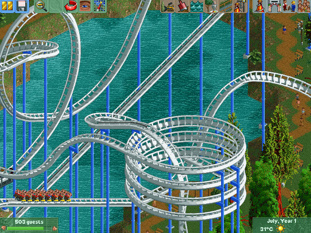 RollerCoaster Tycoon 2: Time Twister (Windows) screenshot: Design crazy rollercoasters