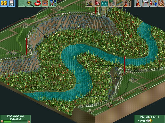 RollerCoaster Tycoon 2: Time Twister (Windows) screenshot: Huge landscapes
