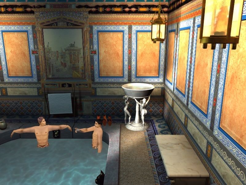 Rome: Caesar's Will (Windows) screenshot: Taking a bath with Marc Anthony