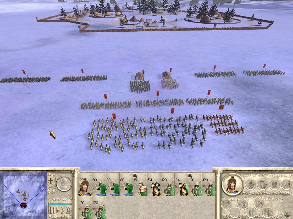 Rome: Total War (Windows) screenshot: A mighty Julii army storms a rebel city.