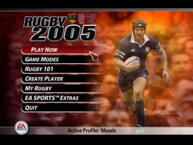 Rugby 2005 (Windows) screenshot: Setup screens can be customized to feature your favorite team.