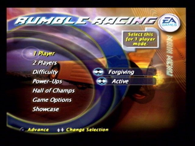 Rumble Racing (PlayStation 2) screenshot: Main menu