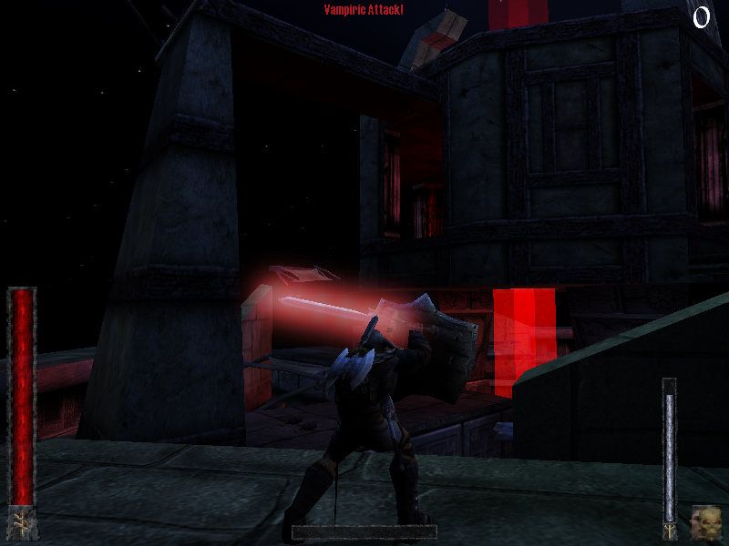 Rune: Halls of Valhalla (Windows) screenshot: "Vampiric Attack" effect with sword and shield