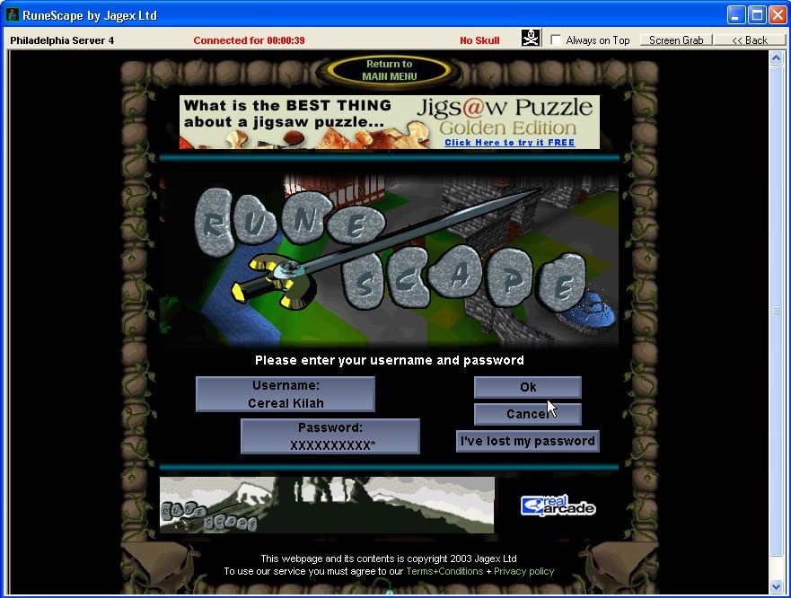 RuneScape (Windows) screenshot: Login Screen