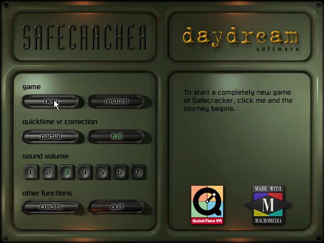Safecracker (Windows) screenshot: Main Menu