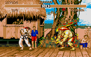 Street Fighter II (Atari ST) screenshot: Ryu vs Blanka.