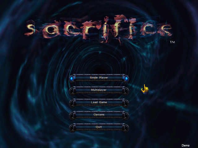 Sacrifice (Windows) screenshot: main menu
