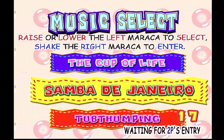 Samba De Amigo (Dreamcast) screenshot: Select the Music