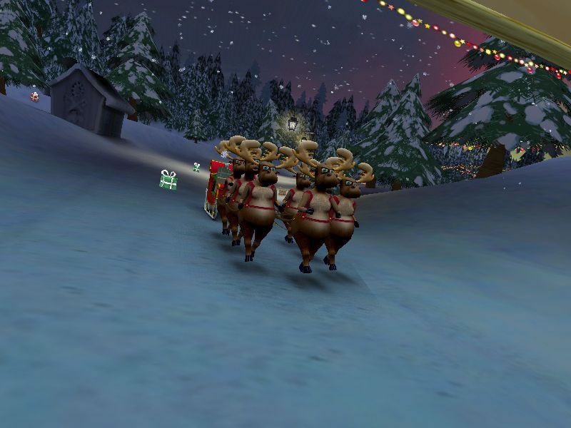 Santa Ride! (Windows) screenshot: Preparing to race, the reindeer look serious.