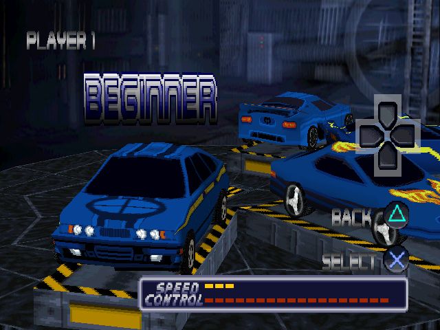 San Francisco Rush: Extreme Racing (PlayStation) screenshot: Choosing the car type.