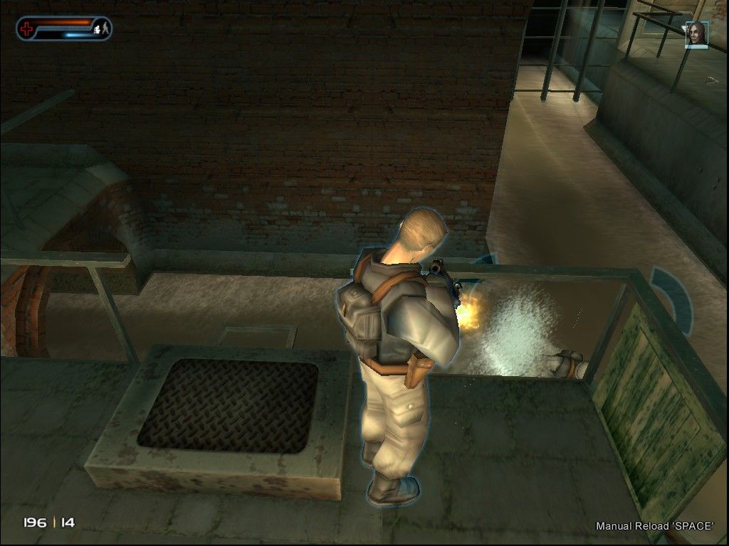 Second Sight (Windows) screenshot: While using projection, John can possess enemies and use them to his advantage