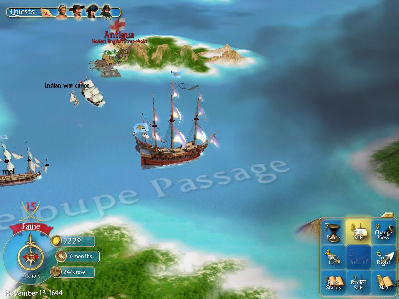 Sid Meier's Pirates!: Live the Life (Windows) screenshot: Smooth sailing, but watch out for those black clouds!