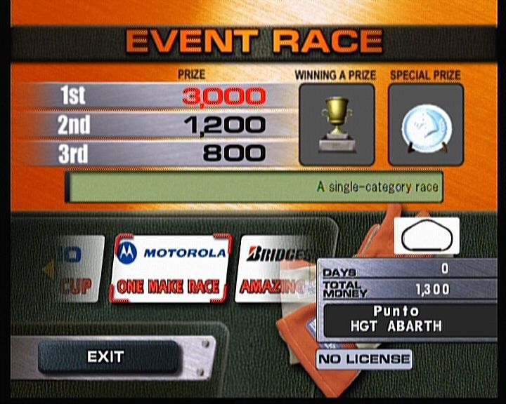 Sega GT 2002 (Xbox) screenshot: Depending how tough is the track, it mirrors upon the reward itself.