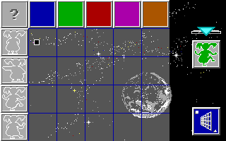 Bambinours: Shapes and Colors (DOS) screenshot: Placing the picture into the grid
