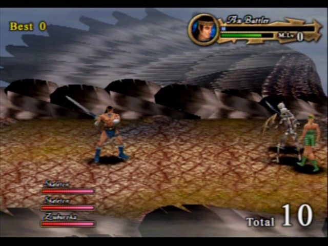 Sega Ages 2500: Vol.5 - Golden Axe (PlayStation 2) screenshot: Playing the survival mode, you fight as long as you're alive and try to take as much of them as possible with you