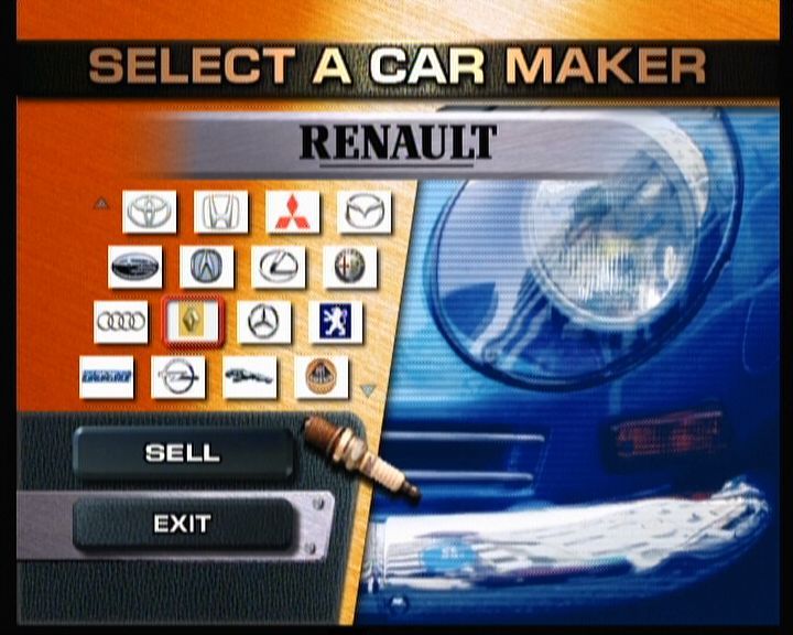 Sega GT 2002 (Xbox) screenshot: When it comes to variety of cars, there's a selection that seems limitless.