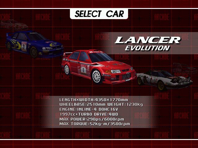 SEGA Rally 2 Championship (Windows) screenshot: Car selection