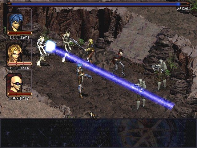 Septerra Core: Legacy of the Creator (Windows) screenshot: Ankara commandos and Jinaam cyborgs fight each other as well as your party