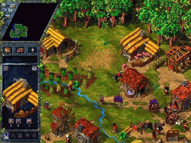 The Settlers III (Windows) screenshot: A pig farm