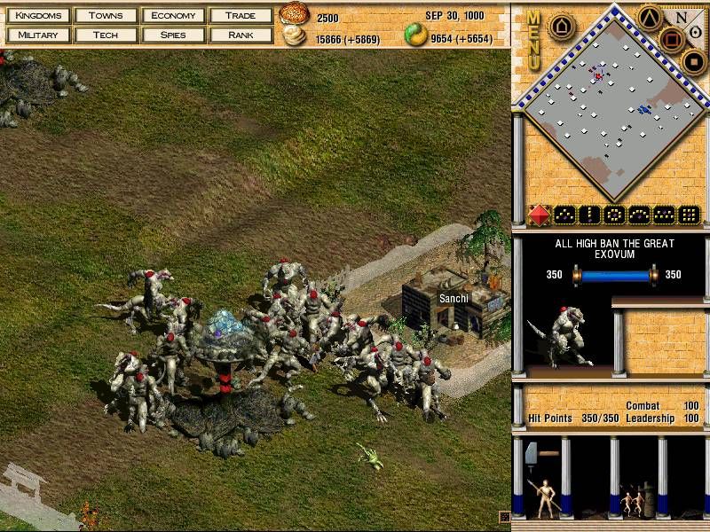 Seven Kingdoms II: The Fryhtan Wars (Windows) screenshot: Destroying a town