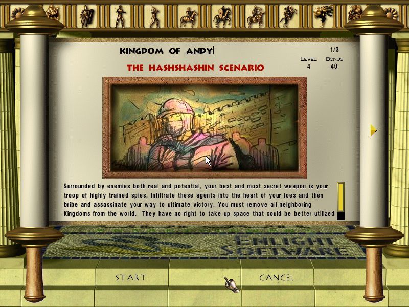 Seven Kingdoms II: The Fryhtan Wars (Windows) screenshot: Scenario Instructions