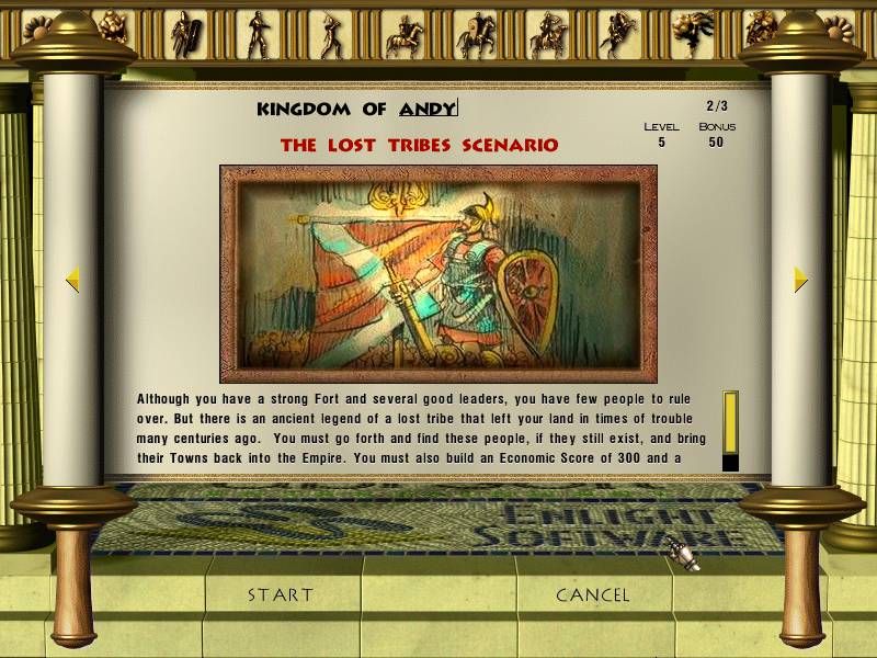 Seven Kingdoms II: The Fryhtan Wars (Windows) screenshot: A new Scenario for the Kingdom of Andy