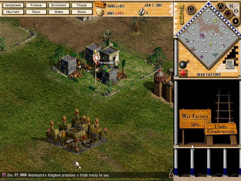 Seven Kingdoms II: The Fryhtan Wars (Windows) screenshot: Treatics and be made by the computer too