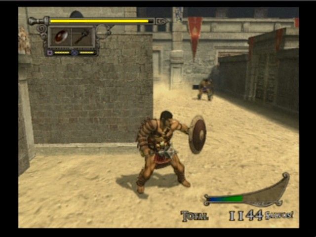 Shadow of Rome (PlayStation 2) screenshot: Now that you found a shield, you can use it to repel the attacks, but everything has its durability.