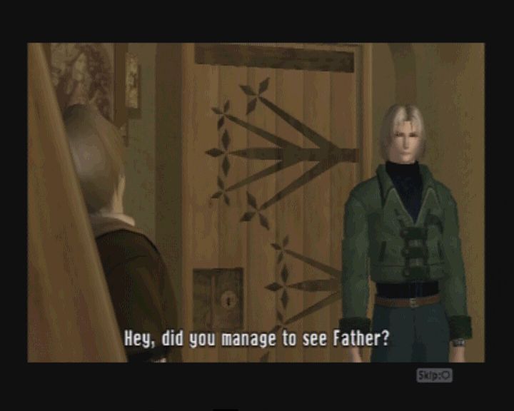 Shadow of Destiny (PlayStation 2) screenshot: Talking to Hugo... a boy that believes you come from the future. Huh, is that just a harmless fantasy, or can it turn into something vile and dangerous?