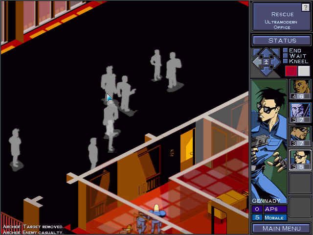 Shadow Watch (Windows) screenshot: Character with Scanner allows you to see enemies