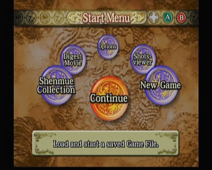 Shenmue II (Xbox) screenshot: Shenmue II - Main Menu