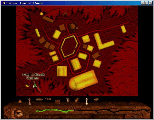 Shivers Two: Harvest of Souls (Windows 3.x) screenshot: The town map, for quick moving