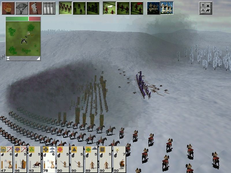 Shogun: Total War - Warlord Edition (Windows) screenshot: Korean Skirmishers decimating a Japanese unit!