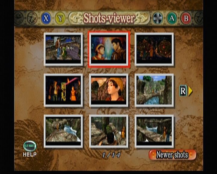 Shenmue II (Xbox) screenshot: Shenmue II - Shots-viewer allows you to see the shots that you've captured during the game.