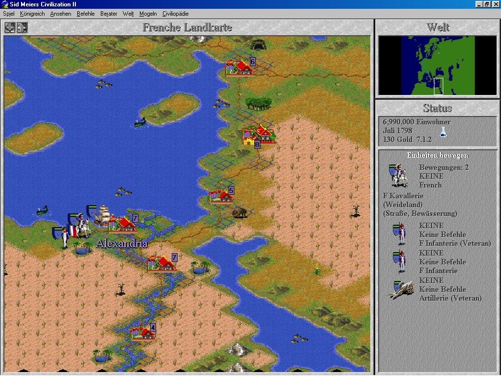 Sid Meier's Civilization II Scenarios: Conflicts in Civilization (Windows 3.x) screenshot: Napoleon scenario