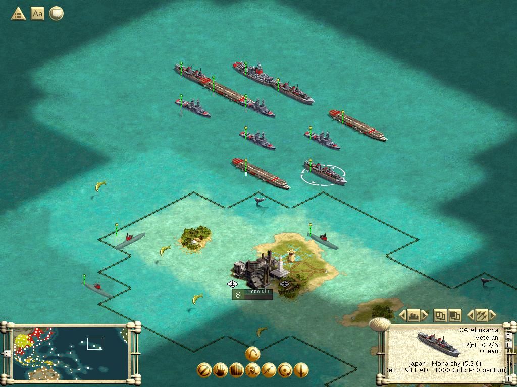 Sid Meier's Civilization III: Conquests (Windows) screenshot: The Japanese fleet