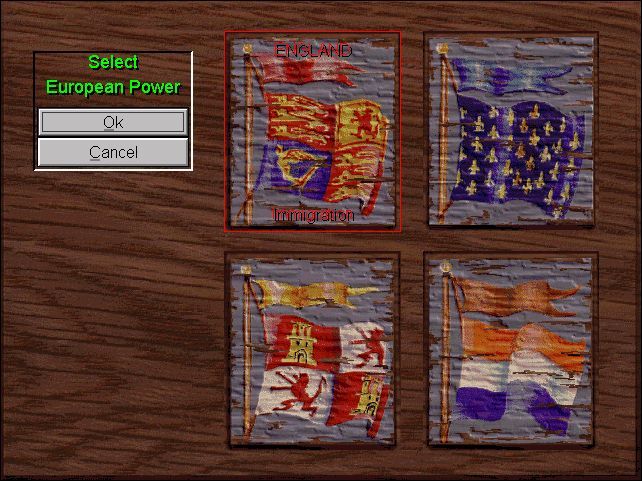 Sid Meier's Colonization (Windows 3.x) screenshot: Select your nation: A preliminary view of a colony