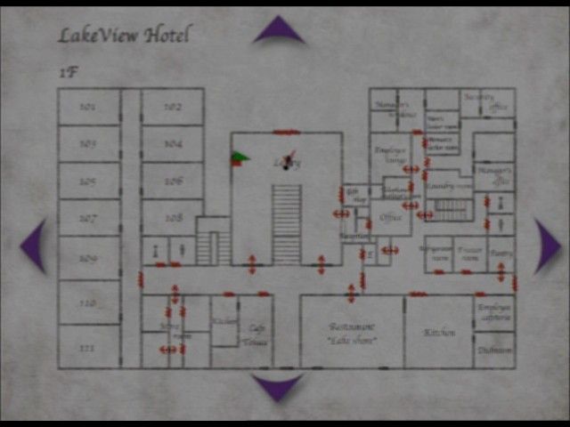 Silent Hill 2: Restless Dreams (PlayStation 2) screenshot: LakeView hotel map, interiors will have lots of rooms and floors to explore