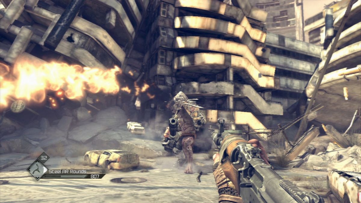 Rage (PlayStation 3) screenshot: There are mutants, and then there are mutants. Unfortunately, you can't pick your fights.