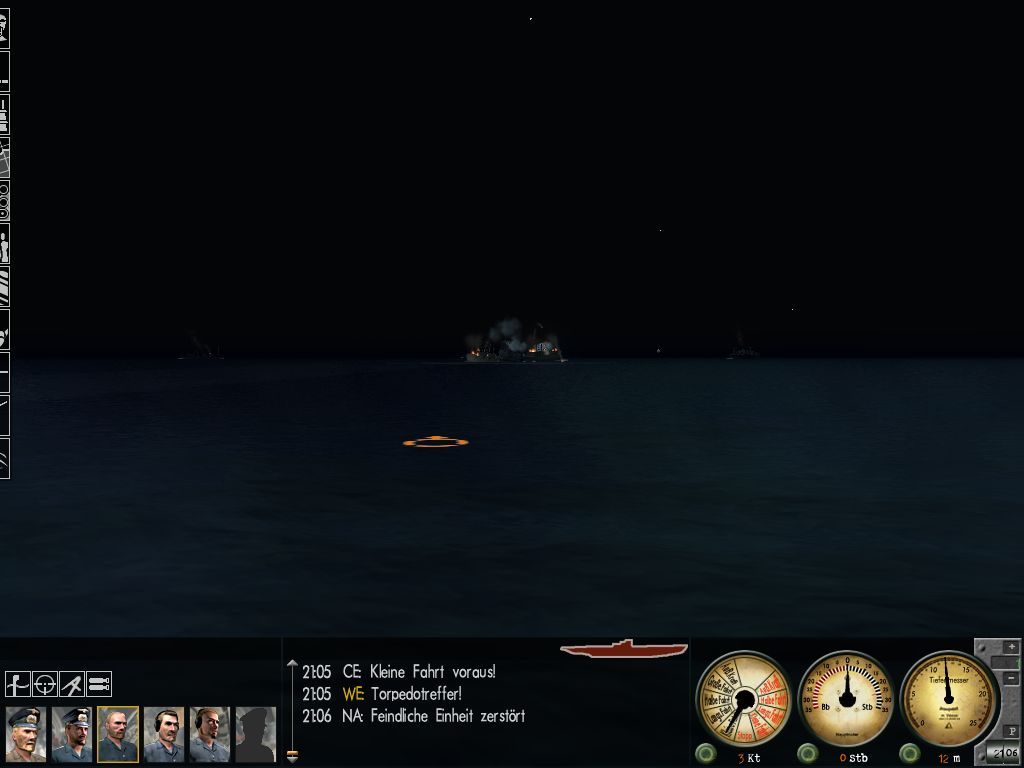 Silent Hunter III (Windows) screenshot: No chance for that ship ... the night is best time for hunting