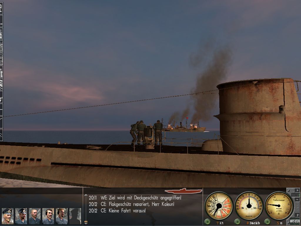 Silent Hunter III (Windows) screenshot: If we have good weather we can use our deck gun