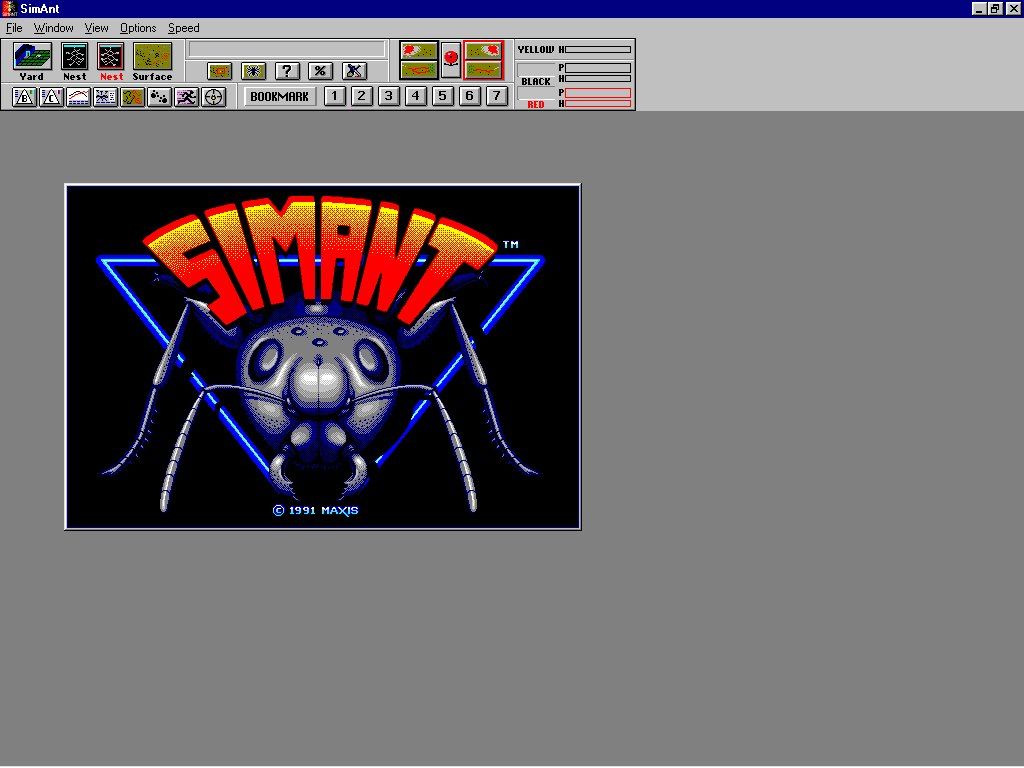 SimAnt (Windows 16-bit) screenshot: Title screen