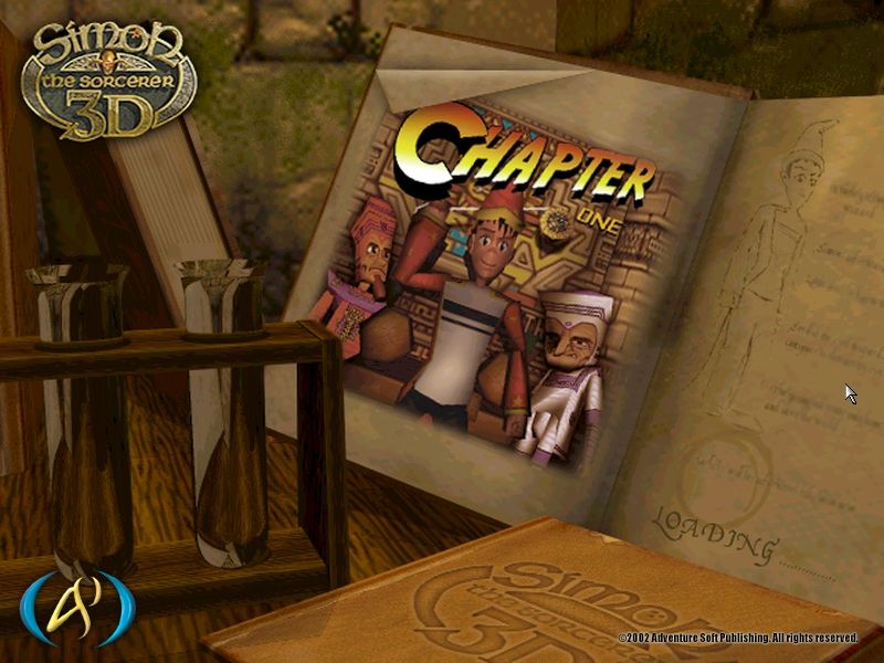 Simon the Sorcerer 3D (Windows) screenshot: Start of Chapter 1. There are 6 chapters.