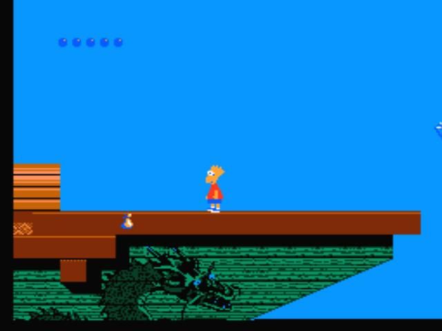 The Simpsons: Bart vs. the World (NES) screenshot: Starting the ship game