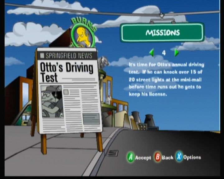 The Simpsons: Road Rage (Xbox) screenshot: Playing the mission mode.