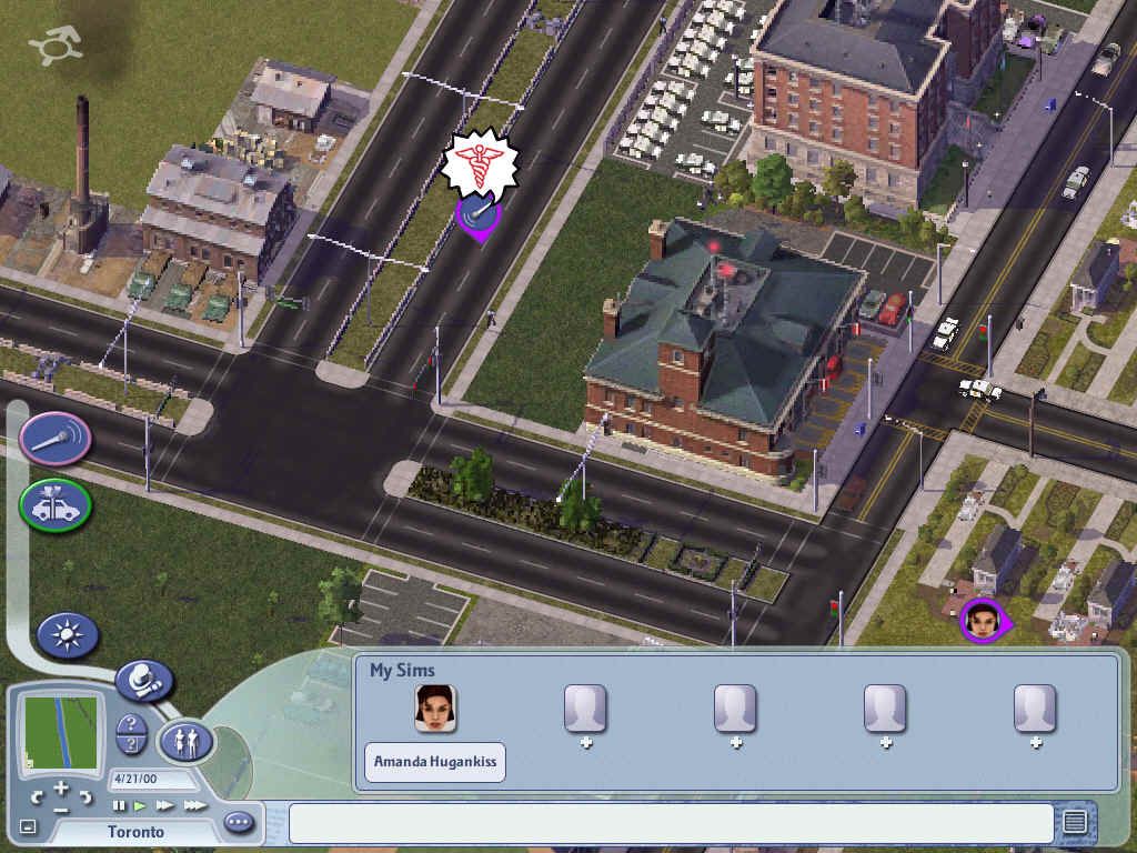 SimCity 4: Rush Hour (Windows) screenshot: You can poll any person in the city to find out what they're thinking. This man wants a closer hospital.
