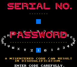Treasure Master (NES) screenshot: Password screen.