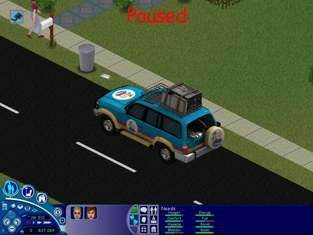 The Sims: Vacation (Windows) screenshot: Just like the cab in Hot Date, this SUV starts your vacation.
