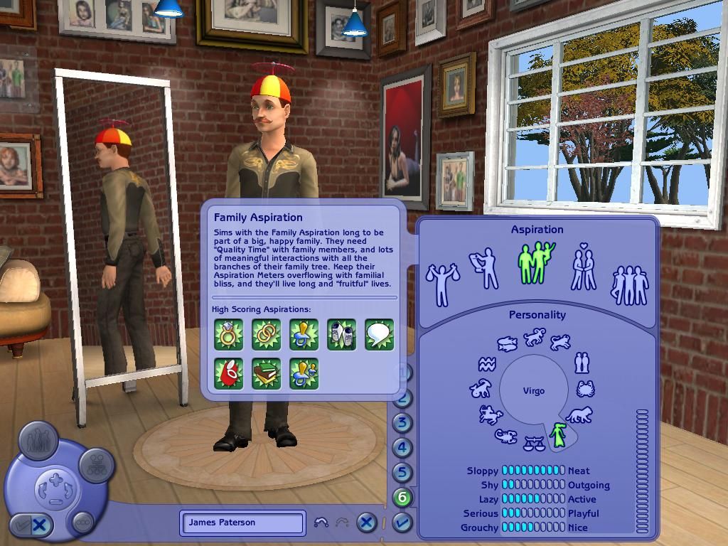 The Sims 2 (Windows) screenshot: Each Sim needs a different aspiration which will guide his or her lifestyle.